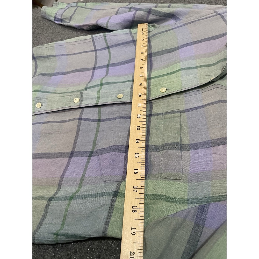 Ralph Lauren Shirt Womens Medium Mulitcolor 100% Linen Button Up Collar - Picture 7 of 10
